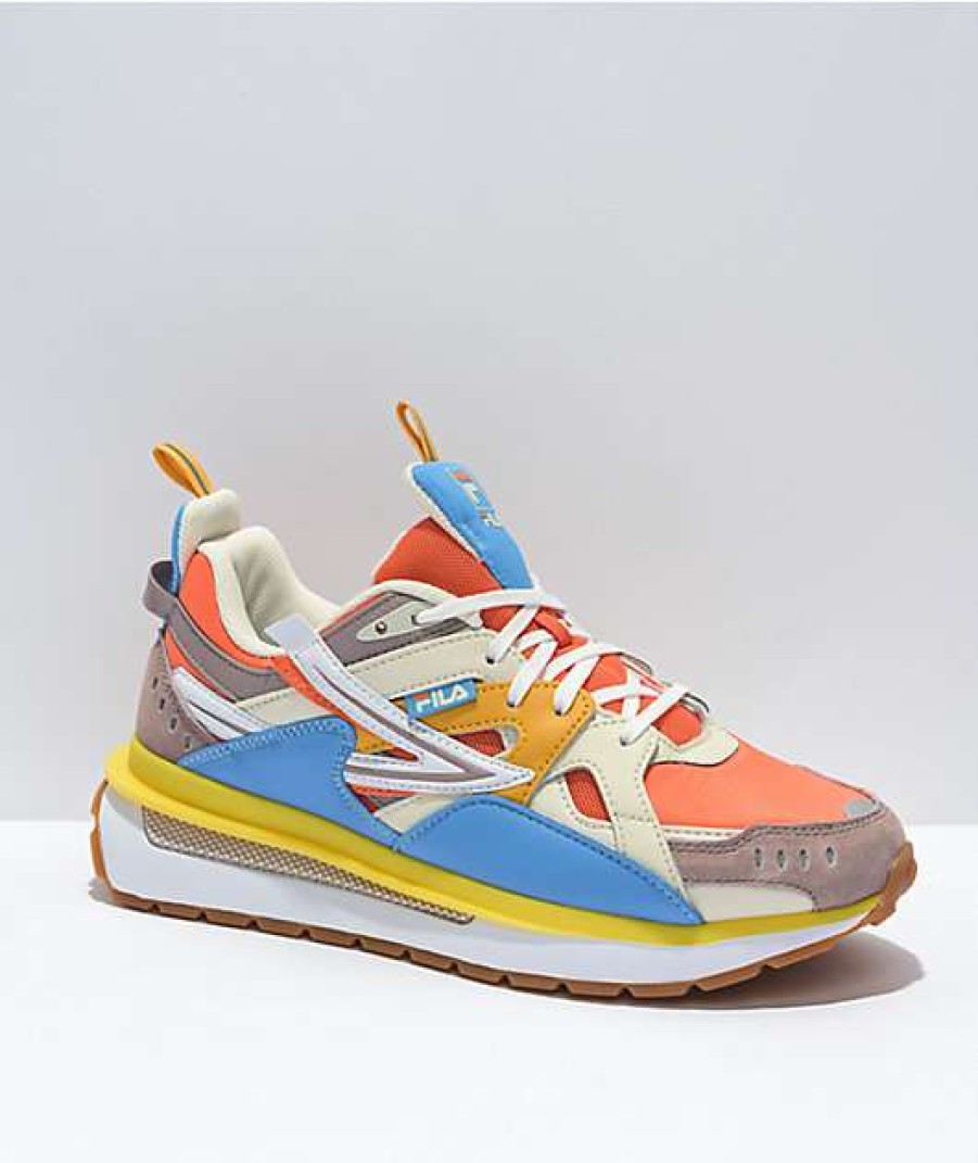 Sneakers * | Fila Sandenal Dusty Orange, Blue & Gold Shoes Outlet