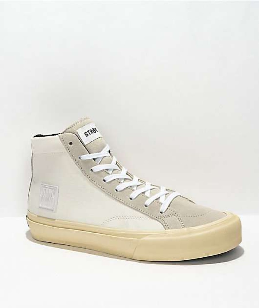 Sneakers * | Straye Hiland White, Grey, & Cream High Top Skate Shoes Outlet