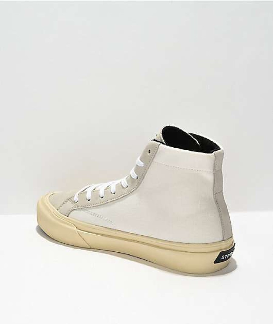 Sneakers * | Straye Hiland White, Grey, & Cream High Top Skate Shoes Outlet