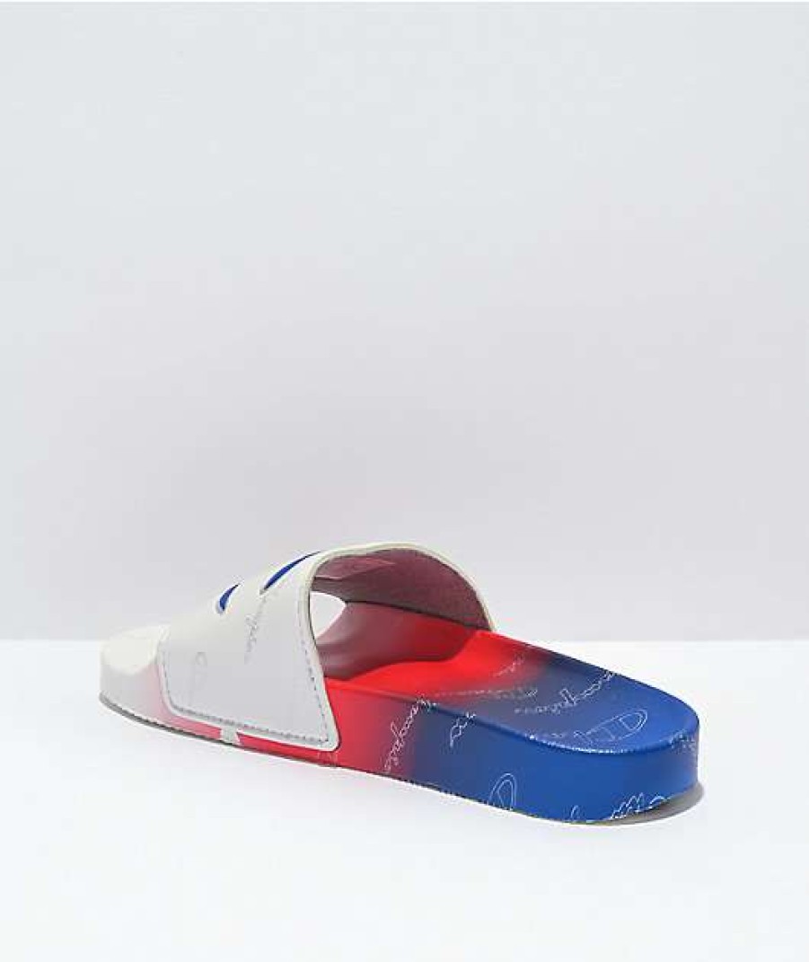 Sandals * | Champion Ipo Fade White & Blue Slide Sandals Outlet