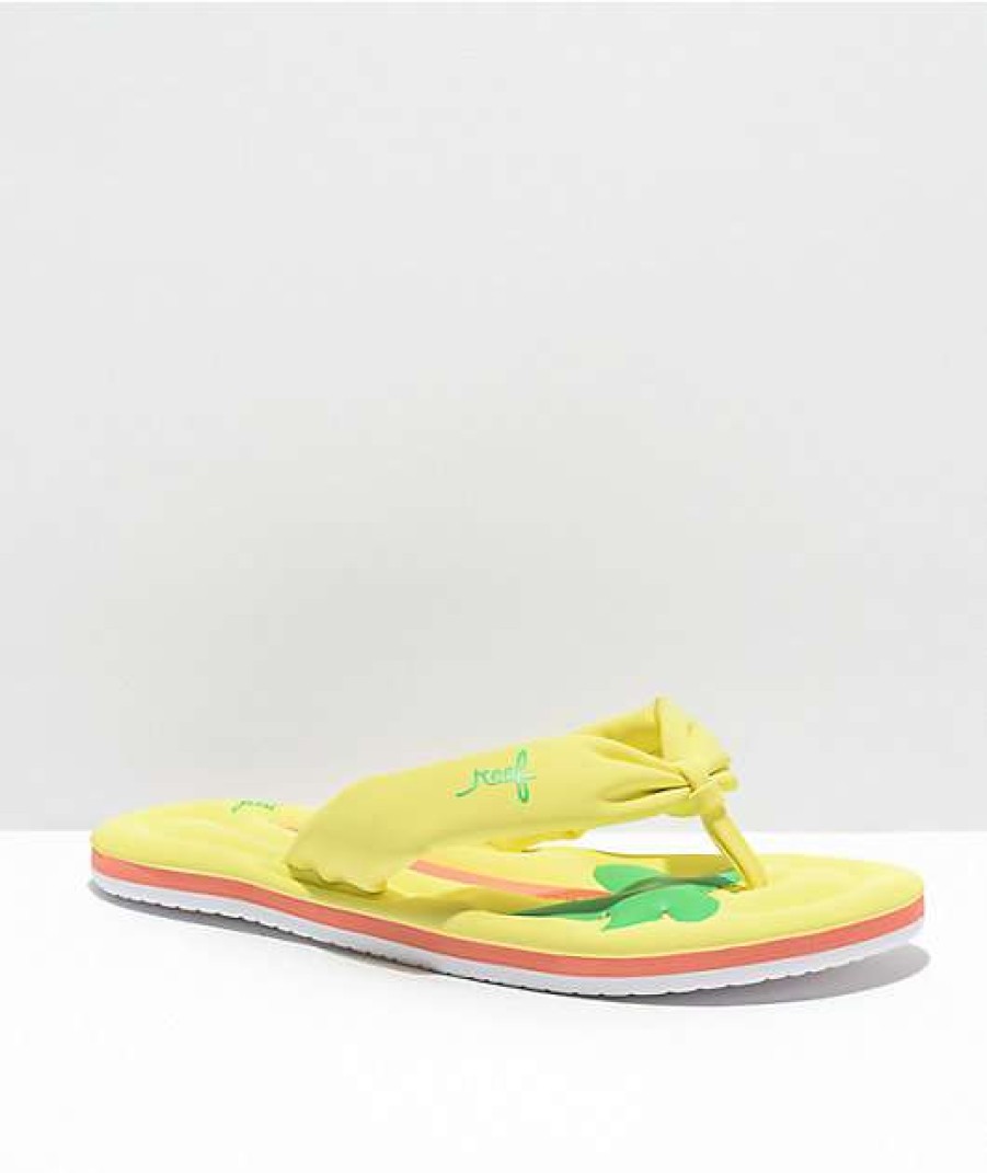 Sandals * | Reef Palm Pool Float Yellow Sandals Outlet