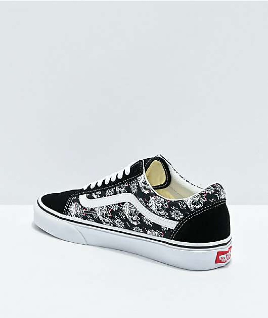 Vans * | Vans Old Skool Flash Skulls Black & Multi Skate Shoes Promotions