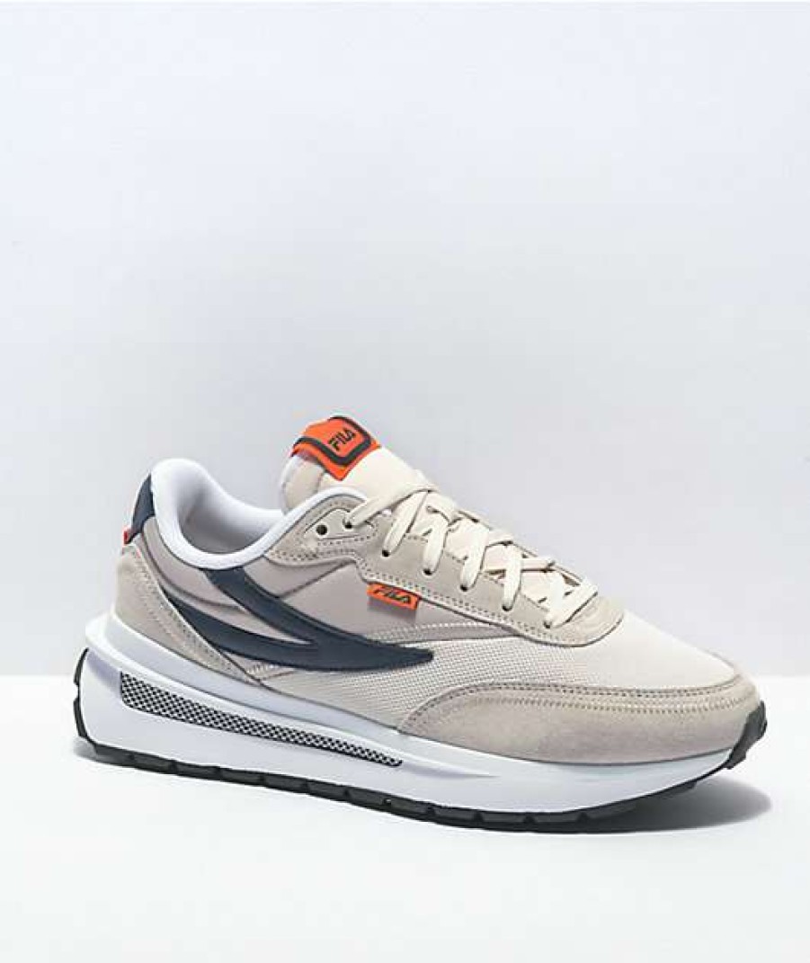 Sneakers * | Fila Renno Silver Grey, Sand, & White Shoes Outlet