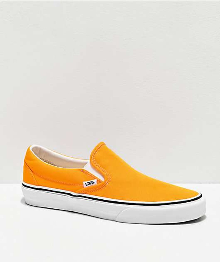 Vans * | Vans Slip-On Neon Blaze Orange & White Skate Shoes Promotions