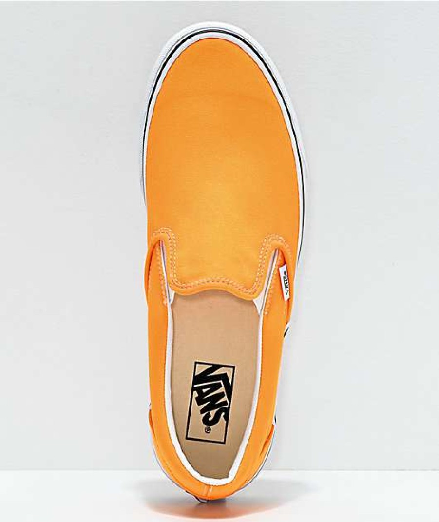 Vans * | Vans Slip-On Neon Blaze Orange & White Skate Shoes Promotions