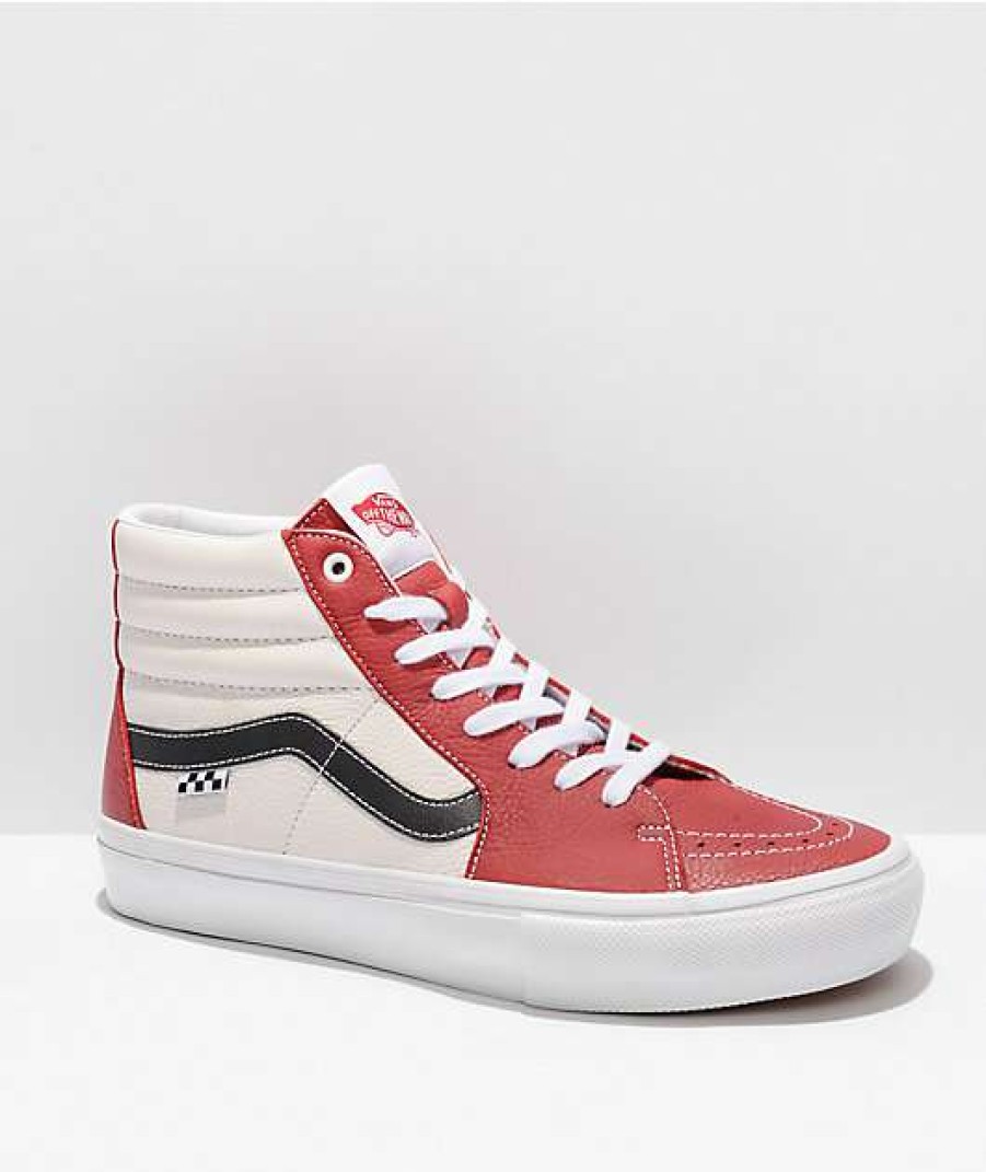 Vans * | Vans Skate Sk8-Hi Sport Leather Chili & White Skate Shoes Promotions