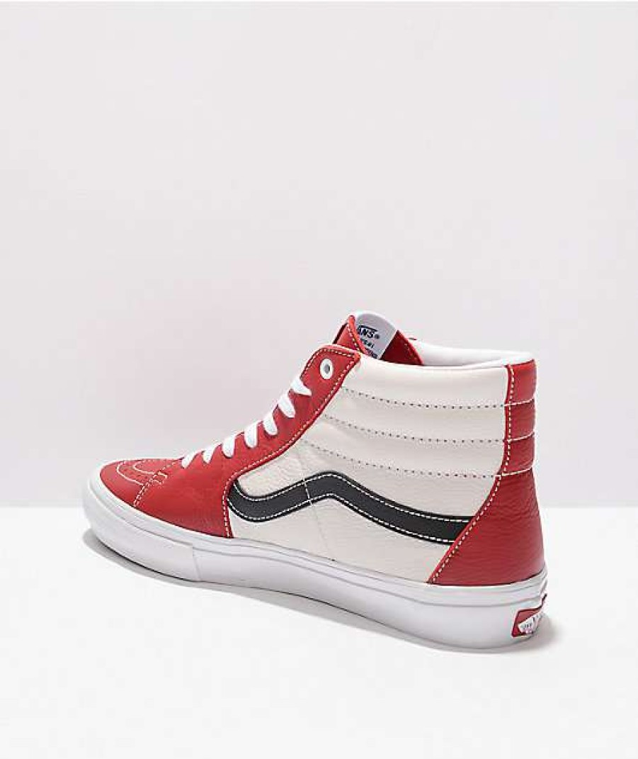 Vans * | Vans Skate Sk8-Hi Sport Leather Chili & White Skate Shoes Promotions