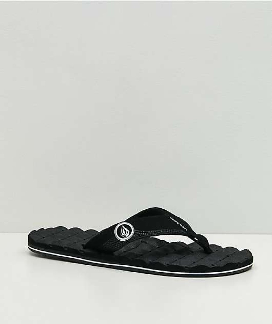 Sandals * | Volcom Recliner Black & White Sandals Outlet