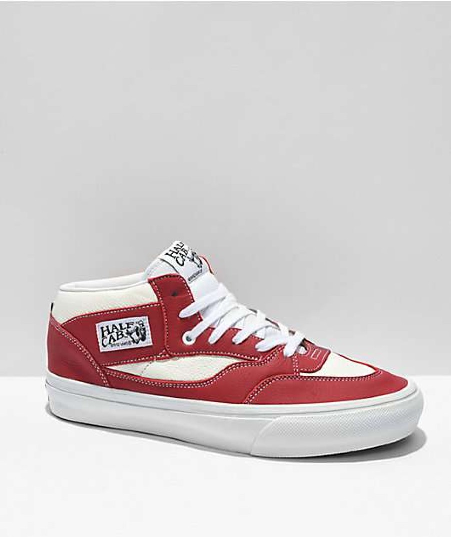 Vans * | Vans Skate Half Cab 92 Sport Leather Red & White Skate Shoes Promotions