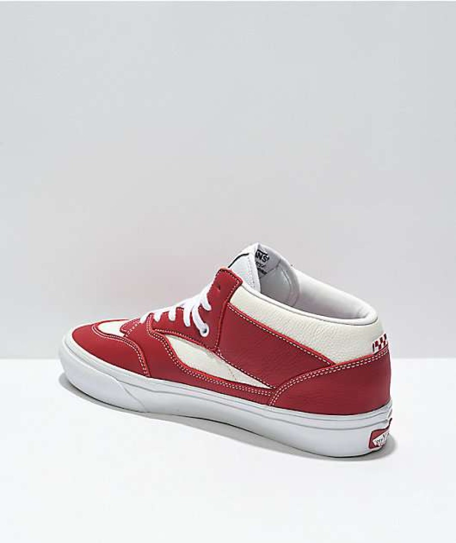 Vans * | Vans Skate Half Cab 92 Sport Leather Red & White Skate Shoes Promotions