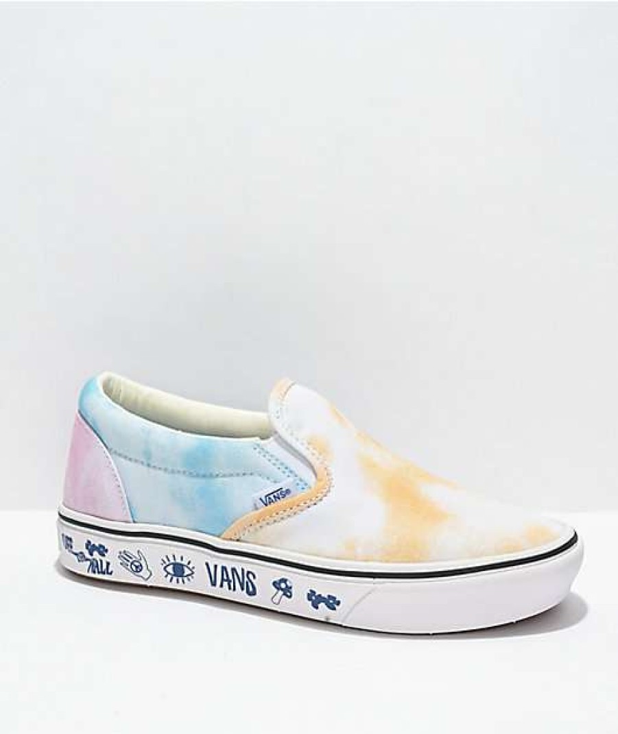 Vans * | Vans Comfycush Slip-On Pastel Tie Dye Shoes Promotions