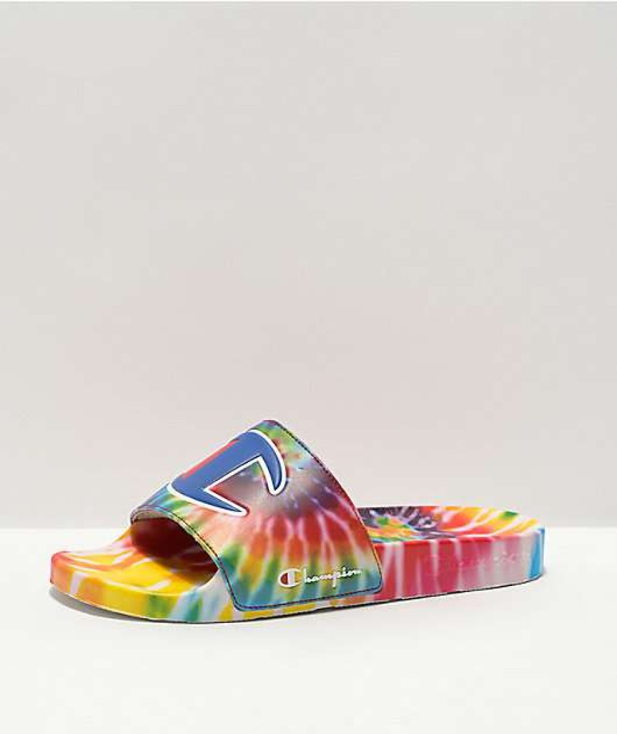 Sandals * | Champion Men'S Ipo Rainbow Tie Dye Slide Sandals Outlet