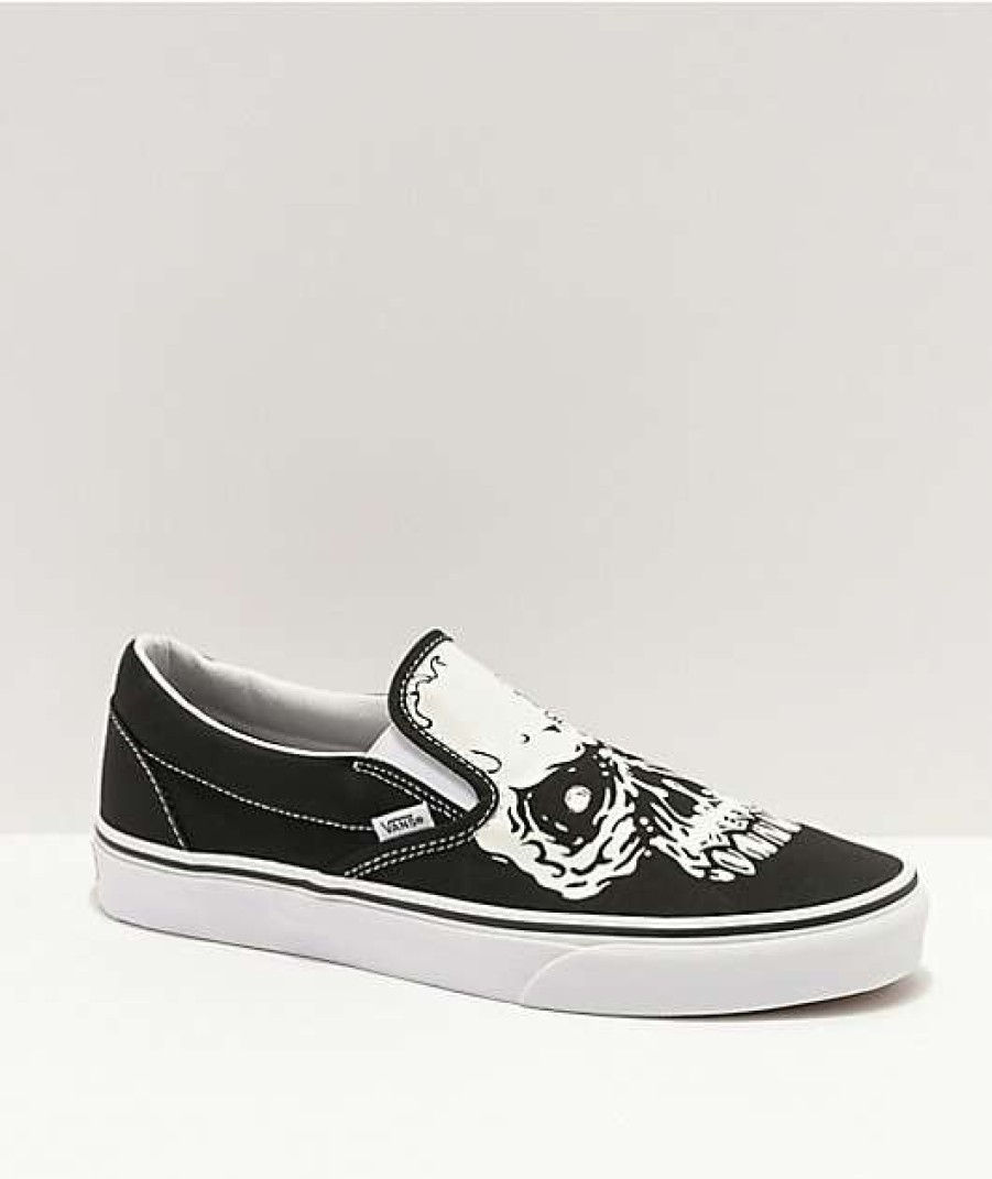 Vans * | Vans Slip-On Glow-In-The-Dark Skull Skate Shoes Promotions