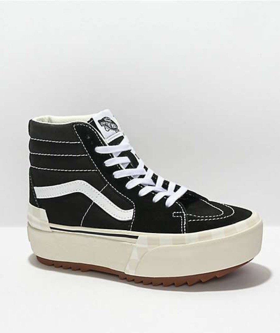 Vans * | Vans Sk8-Hi Stacked Black, White & Gum Platform Shoes Promotions