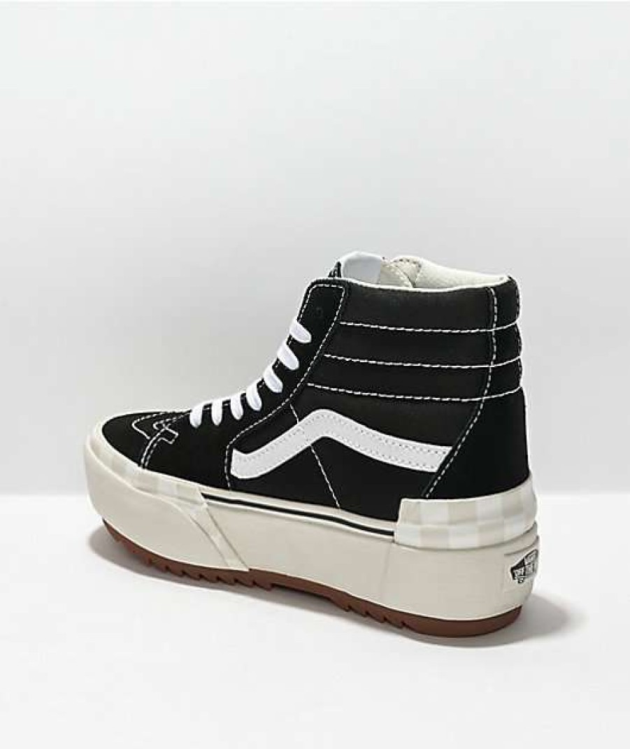 Vans * | Vans Sk8-Hi Stacked Black, White & Gum Platform Shoes Promotions