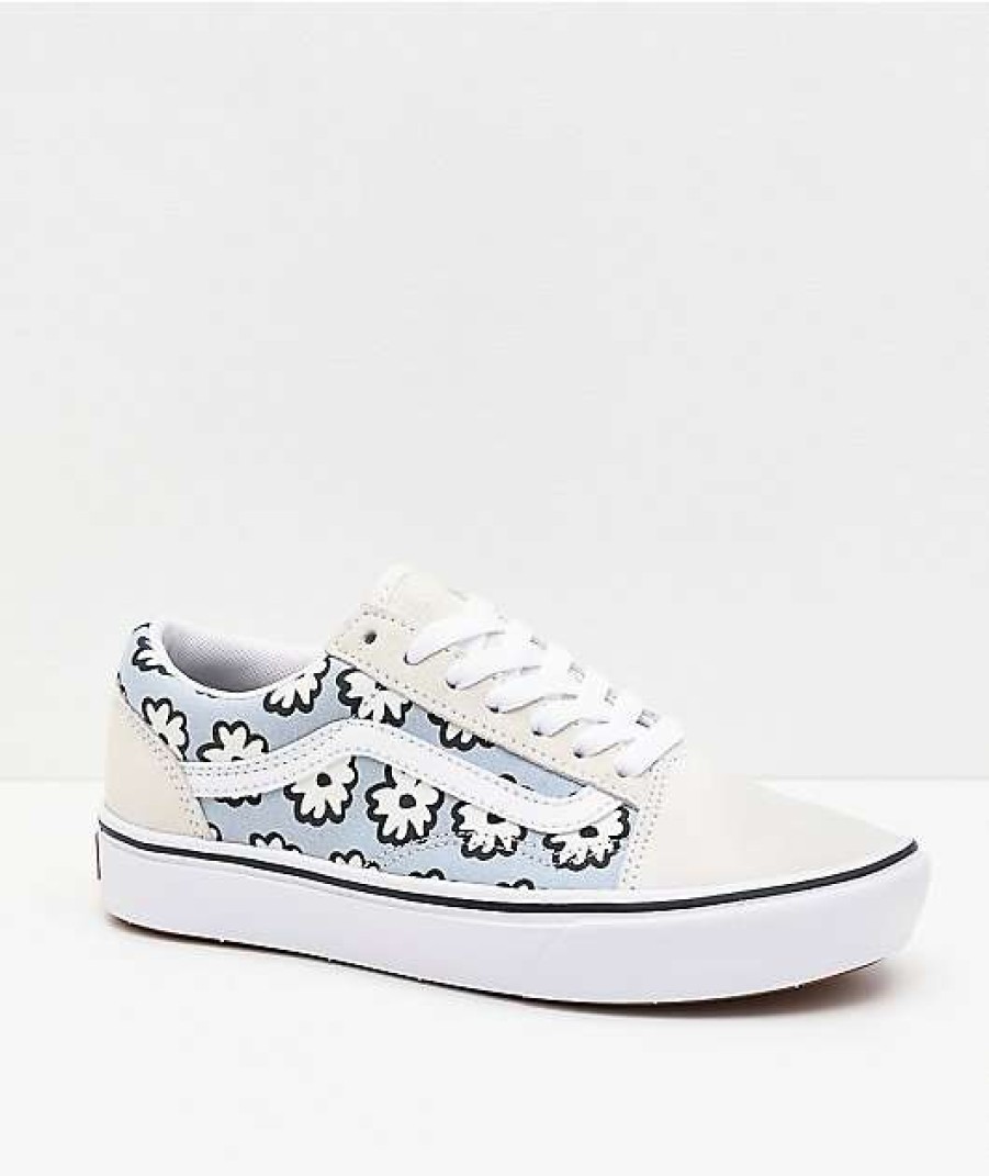 Vans * | Vans Old Skool Comfycush Mixed Cozy White & Light Blue Skate Shoes Promotions