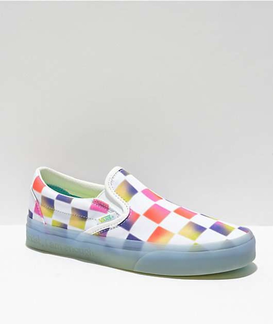 Vans * | Vans Slip-On Cultivate Care Checkerboard Rainbow Skate Shoes Promotions