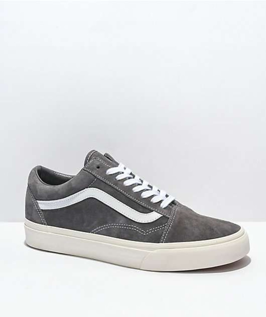 Vans * | Vans Old Skool Pig Suede Rabbit Grey & White Skate Shoes Promotions