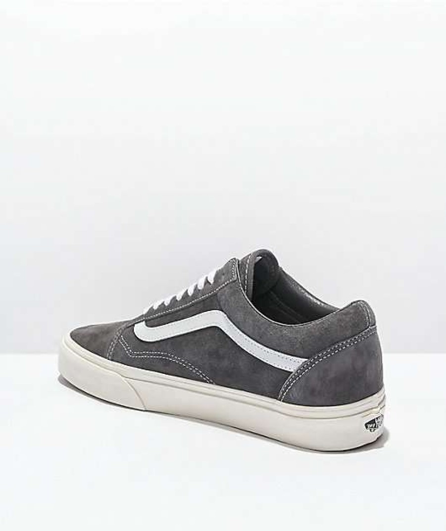 Vans * | Vans Old Skool Pig Suede Rabbit Grey & White Skate Shoes Promotions