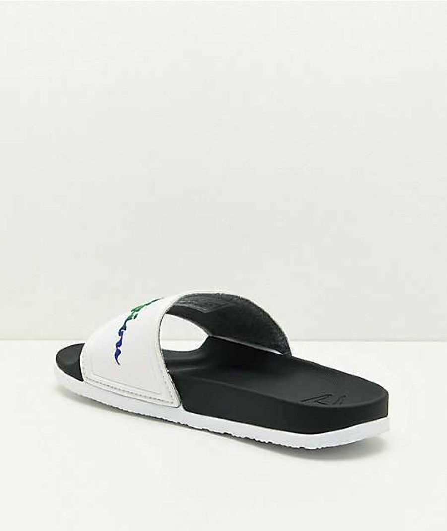 Sandals * | Champion Ipo Squish White & Rainbow Slide Sandals Outlet