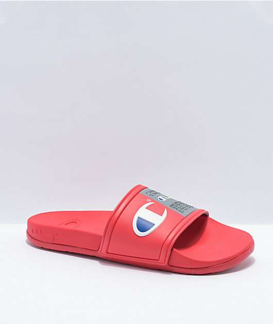 Sandals * | Champion Squish Red & White Slide Sandals Outlet