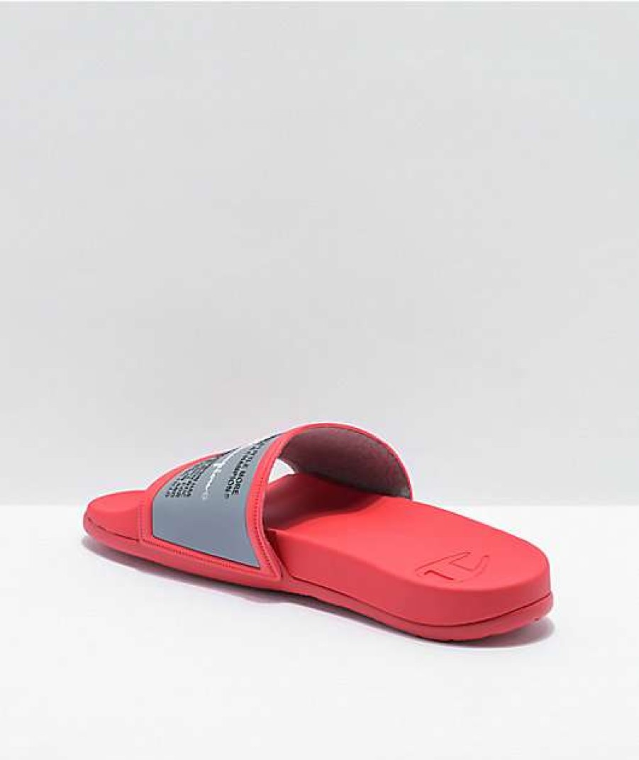 Sandals * | Champion Squish Red & White Slide Sandals Outlet