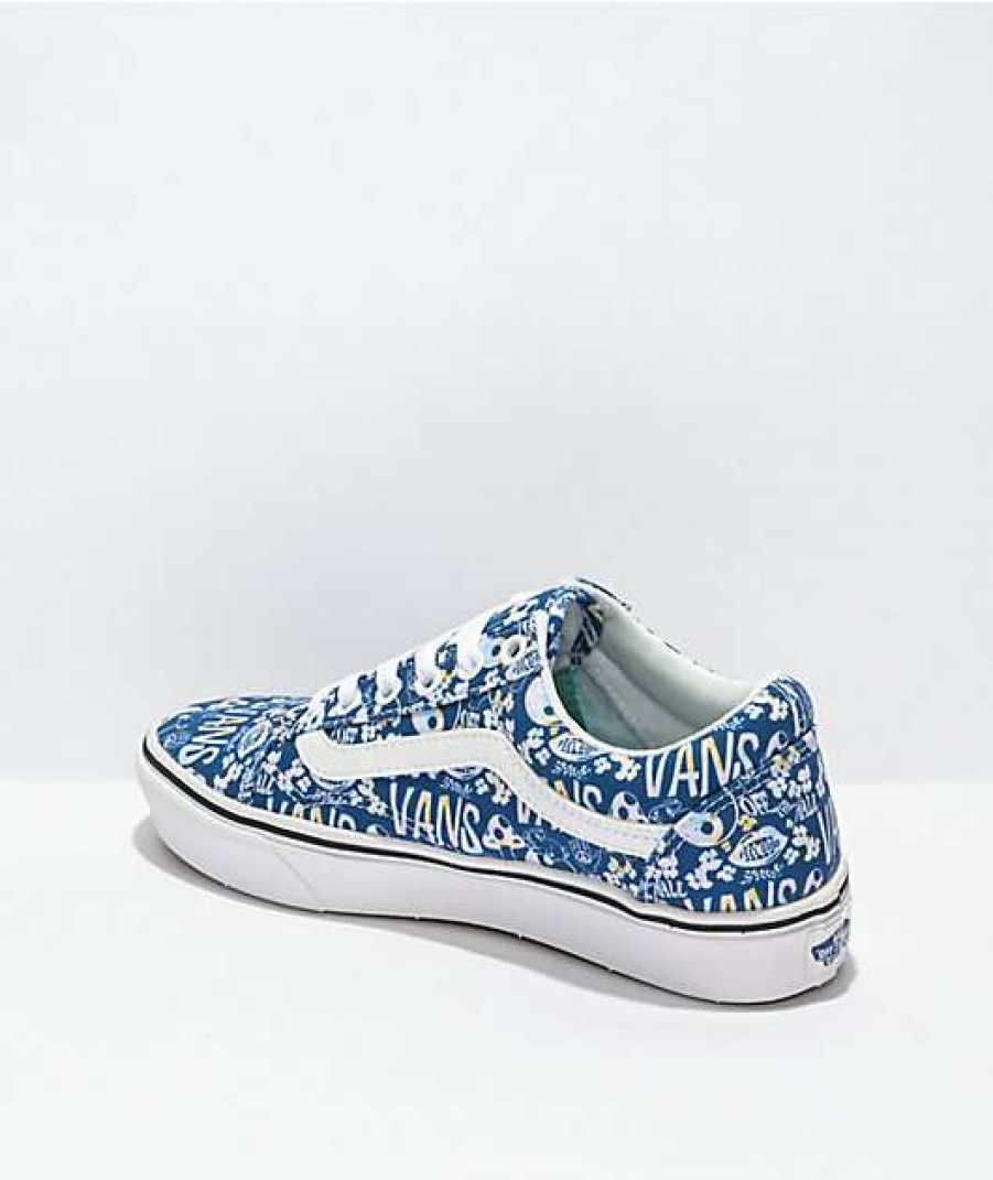 Vans * | Vans Old Skool Comfycush Blue Tie Dye Skate Shoes Promotions