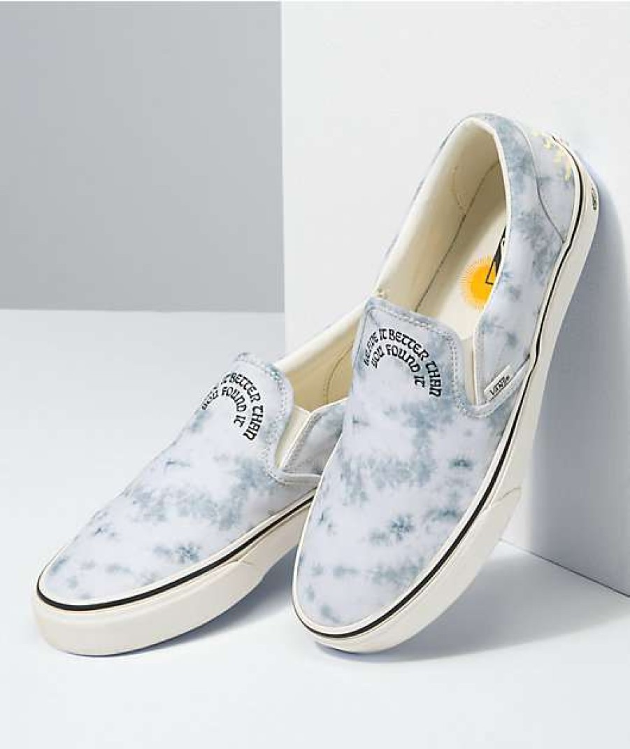 Vans * | Vans X Park Project Slip-On White & Grey Tie Dye Skate Shoes Promotions