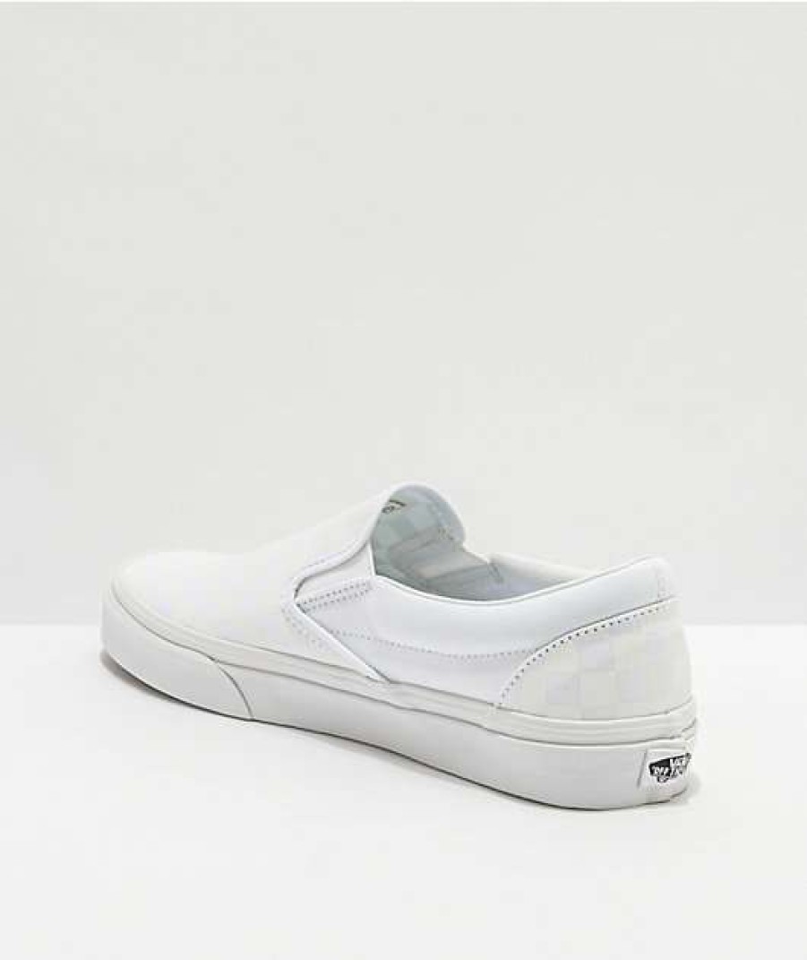 Vans * | Vans Slip-On White Checkerboard Skate Shoes Promotions