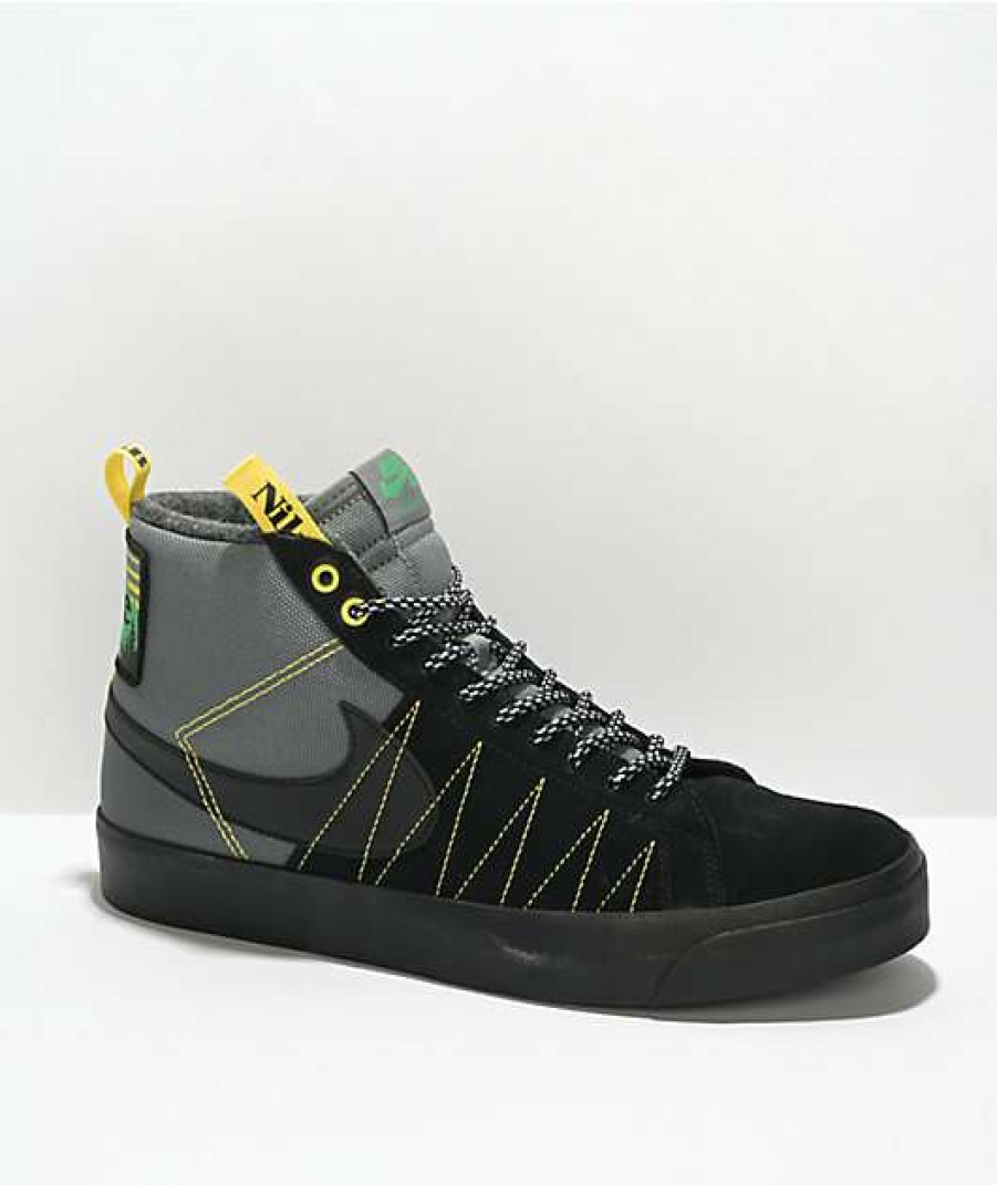 Nike * | Nike Sb Blazer Mid Premium Black & Grey Skate Shoes Promotions