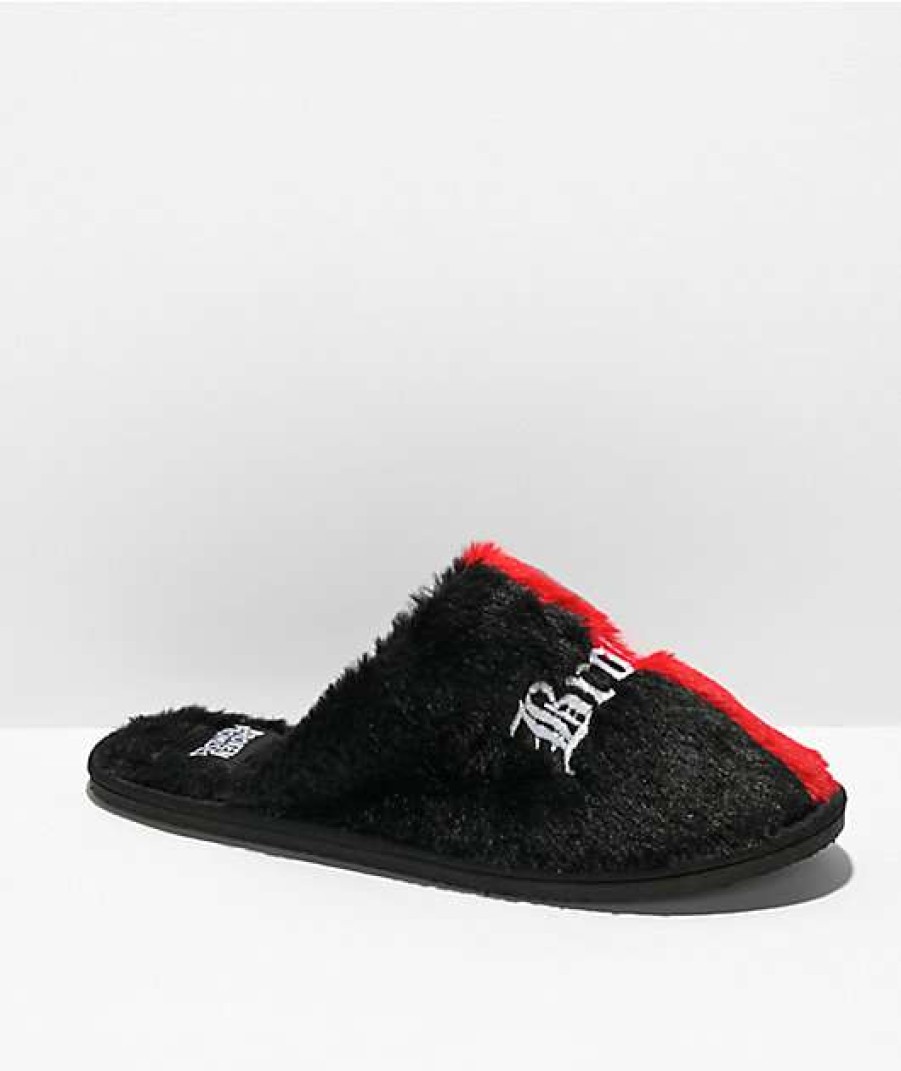 Shoes * | Broken Promises Bred Split Red & Black Slippers Outlet