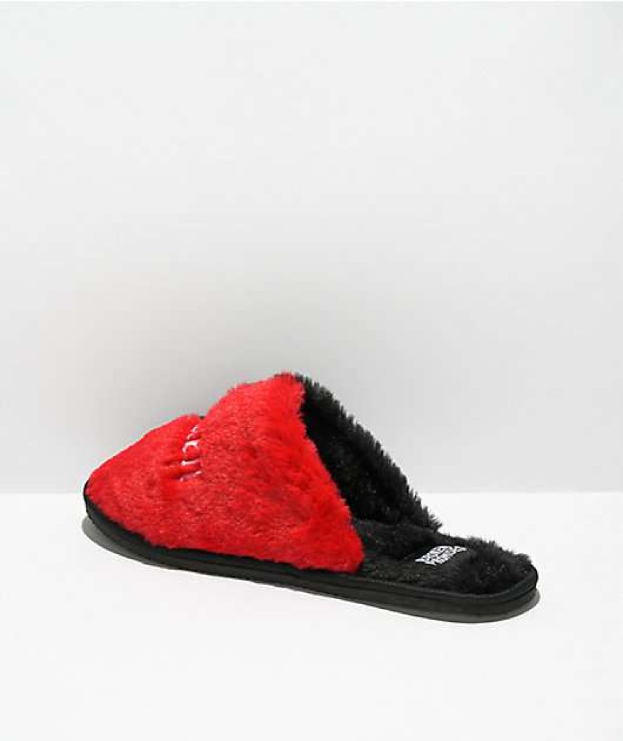 Shoes * | Broken Promises Bred Split Red & Black Slippers Outlet