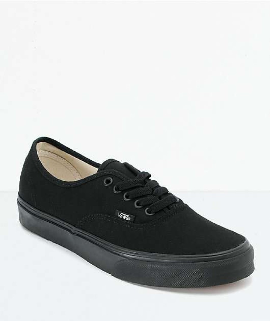 Shoes * | Vans Authentic Black Canvas Skate Shoes Outlet