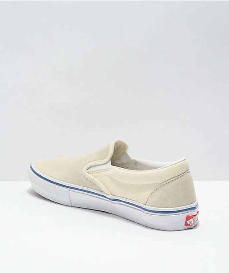 Vans * | Vans Skate Slip-On Off-White & Blue Skate Shoes Promotions