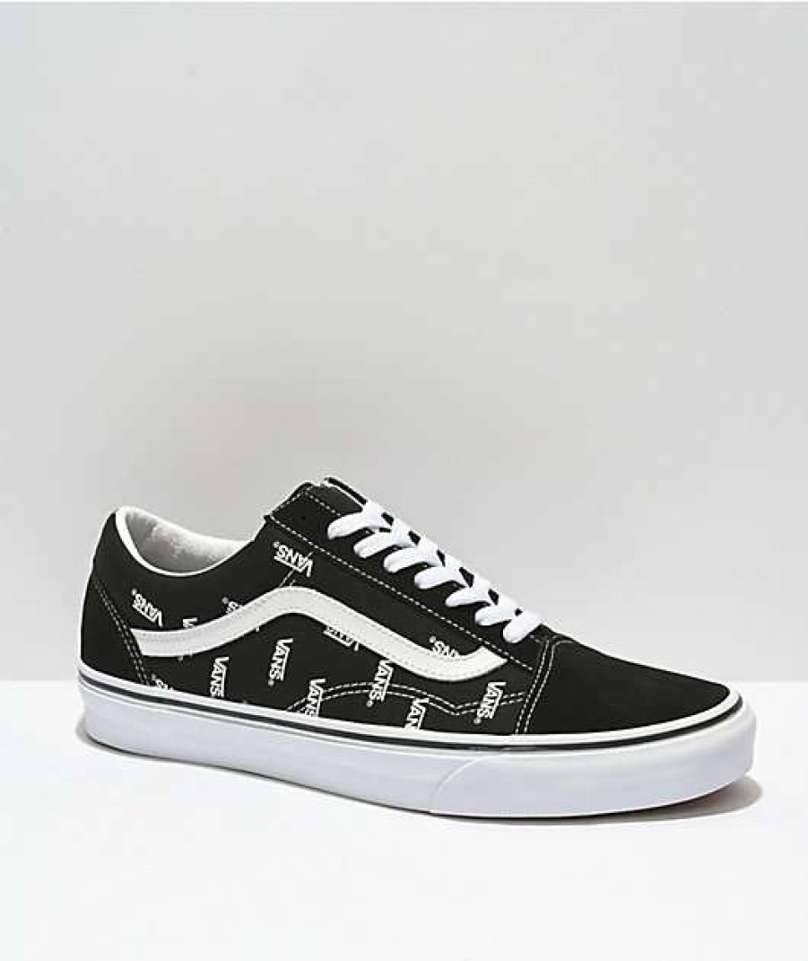 Vans * | Vans Old Skool Logo Black & White Skate Shoes Promotions