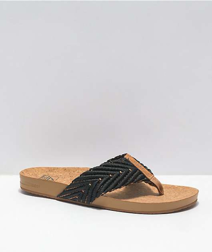 Sandals * | Reef Cushion Strand Black & Tan Sandals Outlet