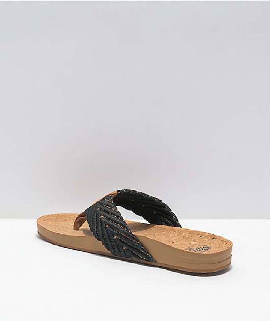 Sandals * | Reef Cushion Strand Black & Tan Sandals Outlet